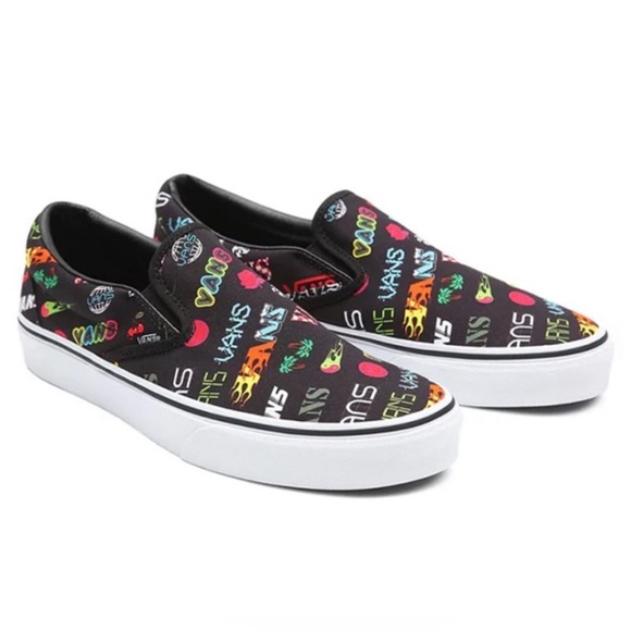 Vans Slip-On Graffiti Multicolored Printed Logo Vans Men's 7 / Women's 8.5 - Picture 1 of 10